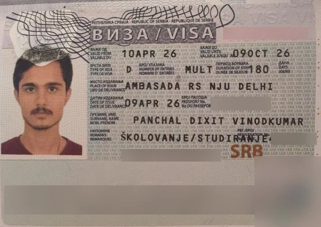 Serbian student visa of Dixit P., Mackwins student