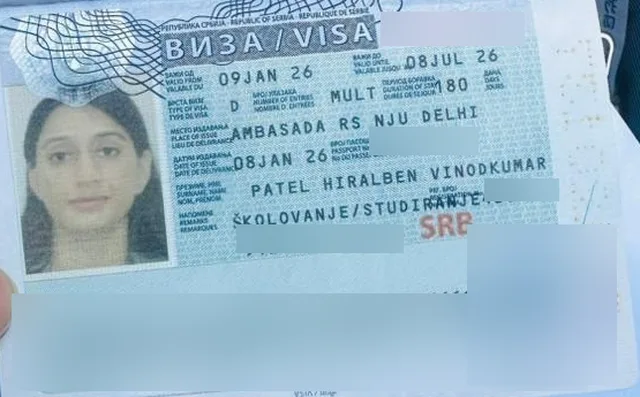 Serbian student visa of Hiralben P., Mackwins student