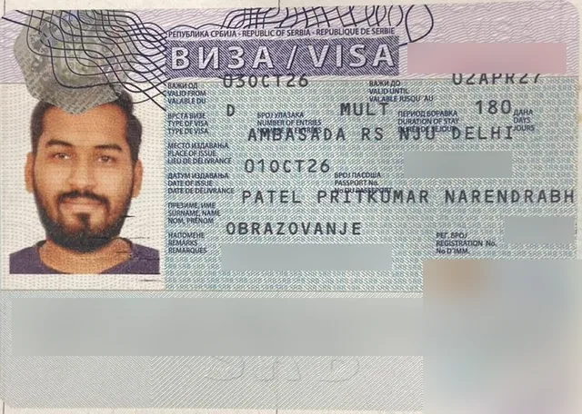 Serbian student visa of Pritkumar P., Mackwins student